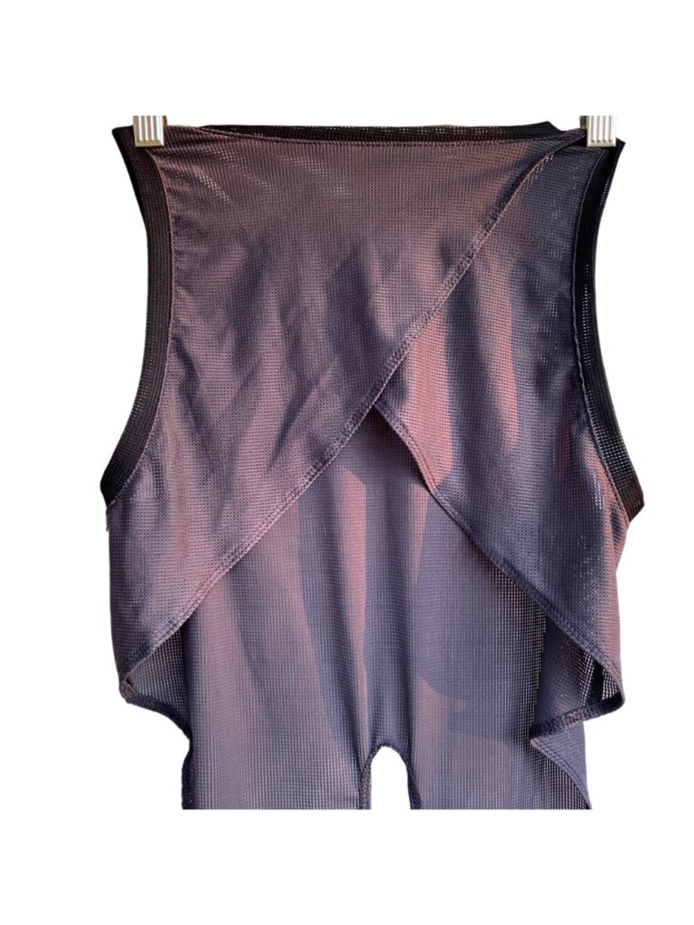 Fabletics Mesh Cropped Wrap Sexy Tank Top w/ Tie Waist XS Gray Athletic Beach - Picture 10 of 10